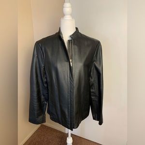 DONA MICHI Leather Jacket, Size: XL, Color: Black